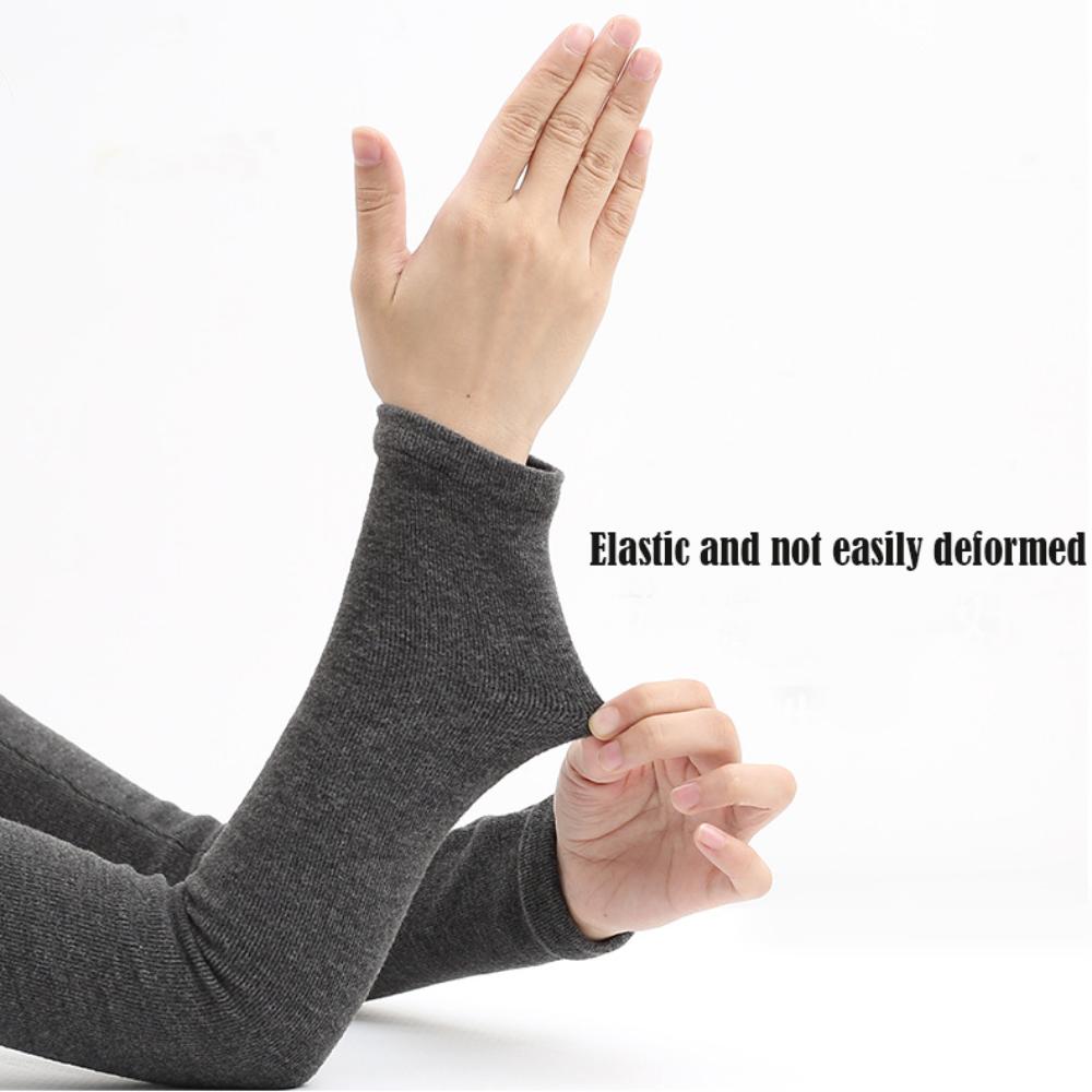 1Pair Winter Cycling Arm Sleeves Thickened Cold-proof Plush Women Men Winter Sleeves Thumb Hole Fingerless Thermal Arm Warmers