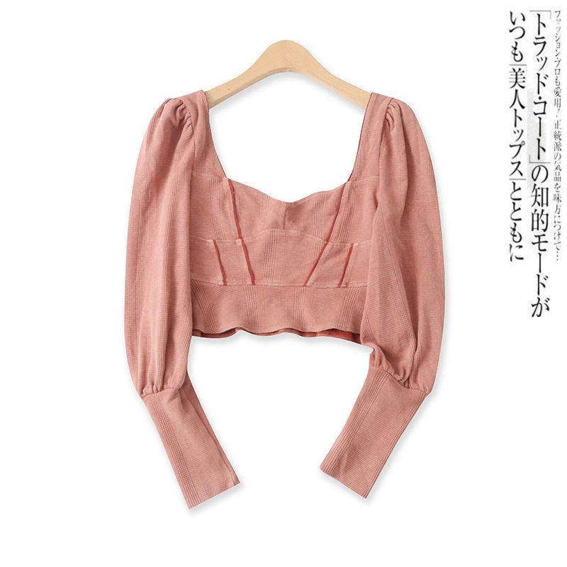 

Женская модная футболка с открытой спиной и длинными рукавами, подходящая ко всему Brick Red XS