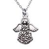 Peach Heart Angel Wings Sweet Pendant Antique Silver Metal Boys Collar Necklace High Quality Gift
