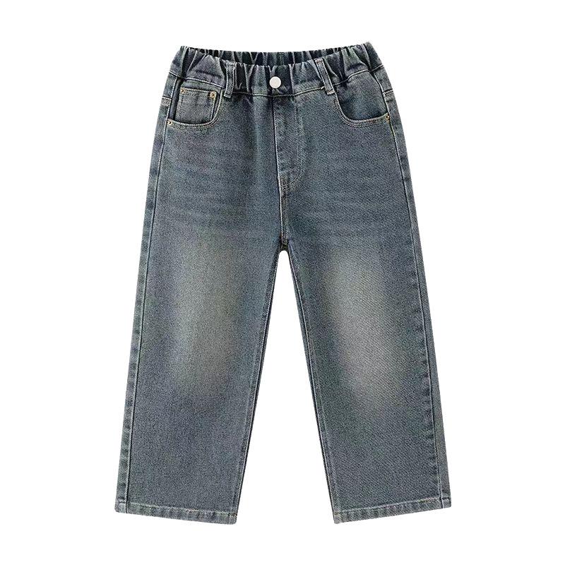 Children's Spring Clothing Boys Jeans Wide Straight Leg Denim Pant Children's Handsome Sports Pants