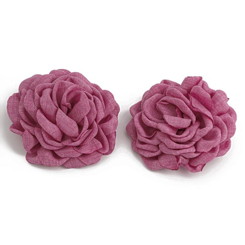 Exaggerated Big Rose Flower Earrings for Women Vintage Elegant Fabric Florals Ear Stud Earring Summer Holiday Beach Jewelry
