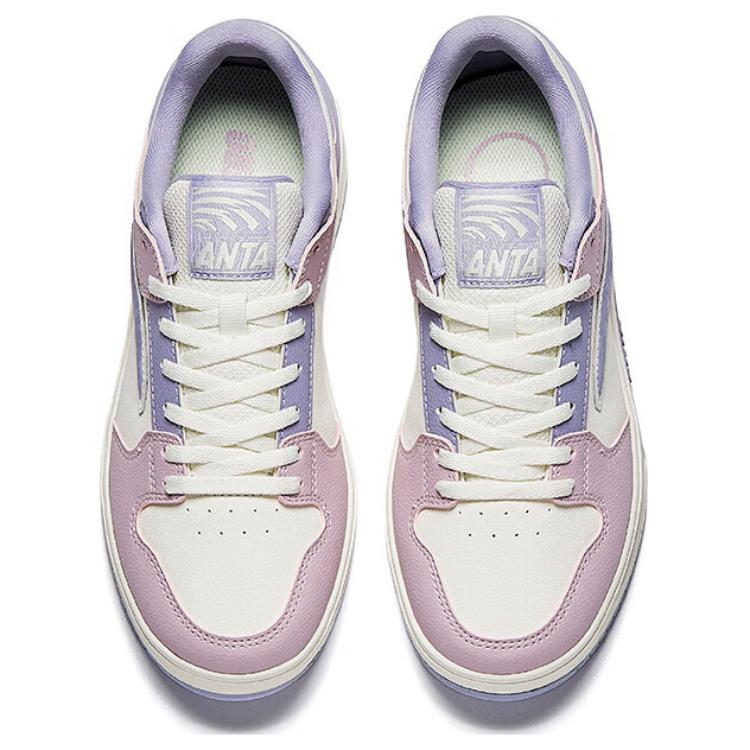 Anta Classic Comfortable Fashion Non-Slip Wear-Resistant Low-Top Skate Shoes Women sneaker White Purple Pink 122518010-4