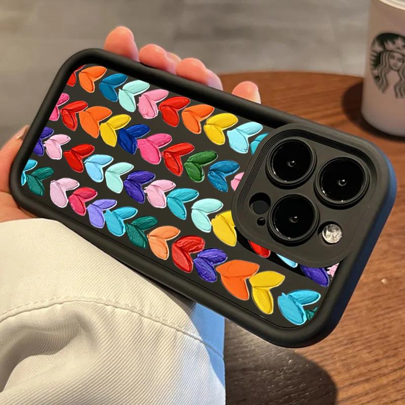 Oil Painting Love Silicone Phone Case for IPhone 11 12 13 14 15 16 Pro Max 16E XS X XR 7 8 Plus SE2 Camera Lens Protection Cover