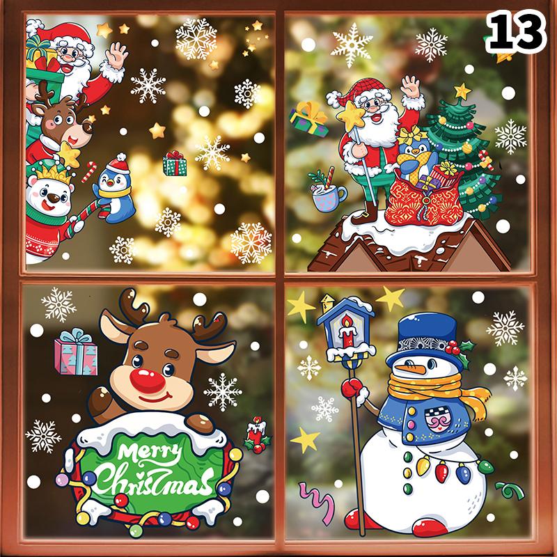 God Jul Fönsterstickers Jultomte Älg Snögubbe Design För Hem 2026 Festtillbehör Ornament Avtagbara Väggdekaler