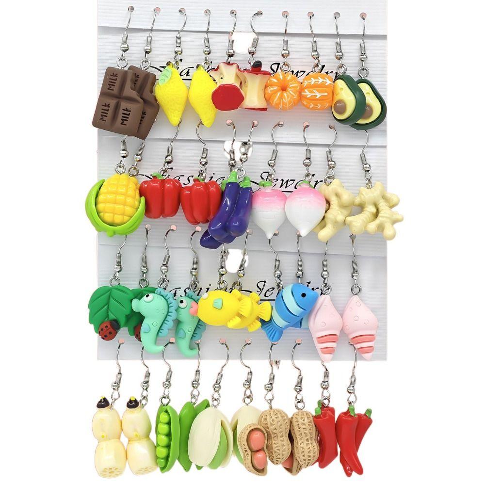 20Pairs Colorful Simulated Vegetable Earring Pumpkin Corn Dangle Earrings Set  Gift