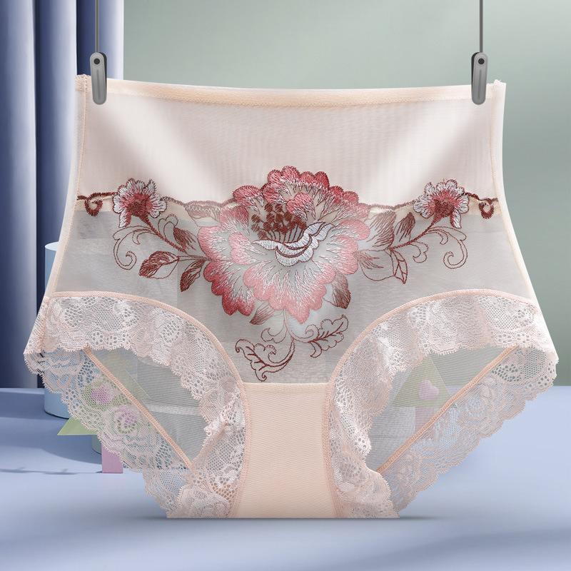 

Women s Sexy Lace High Waist Cutout Briefs Push-Up Soft Cotton Crotch Underwear XL тілесний