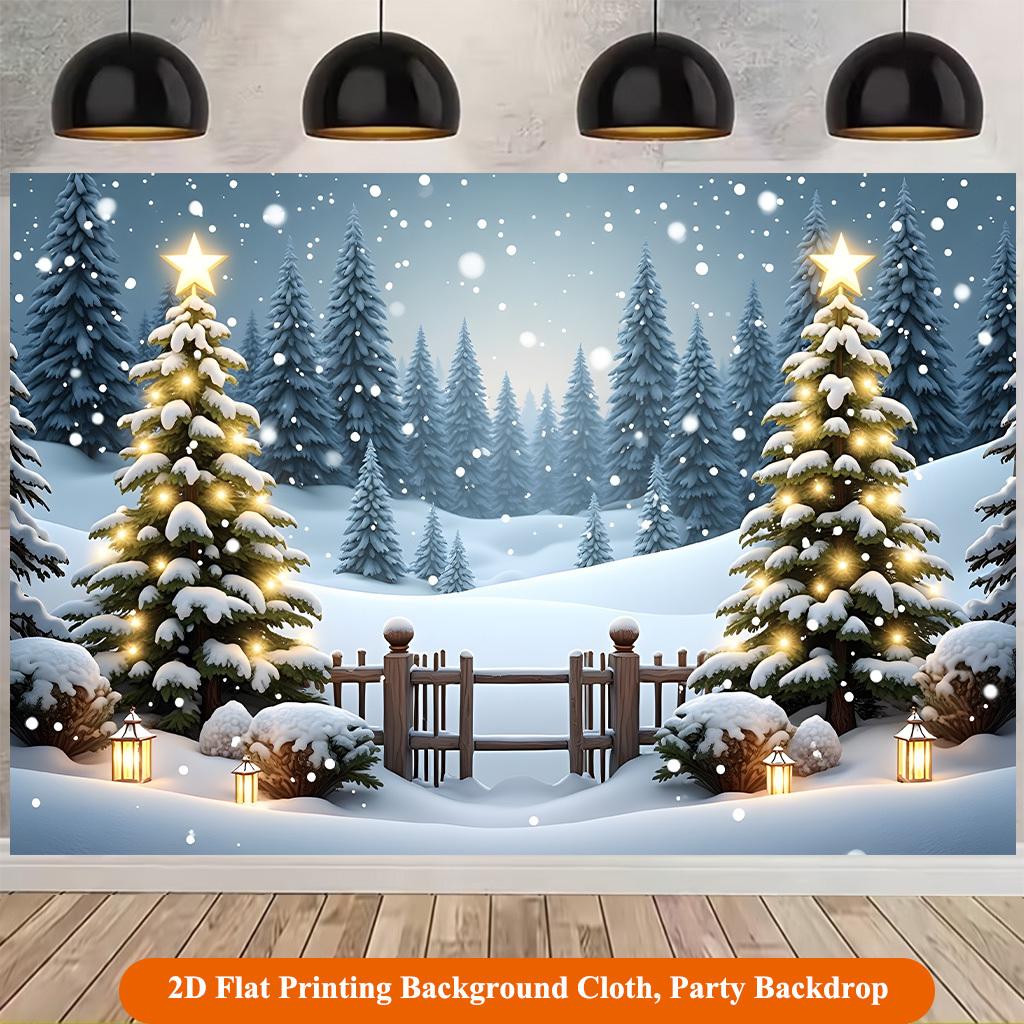 1Pcs Winter Wonderland Night Scenery Decoration Background Winter Backdrop For Photo Studio Photo Booth Party