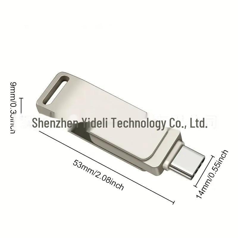 1TB Dual Interface Type-C Metal Rotating USB Flash Drive, Compatible with Apple Phones.