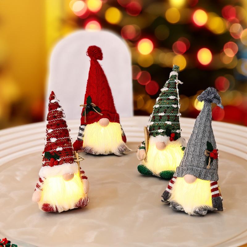 1~4pcs 2026 Christmas Decorations Glowing Gnome Knitted Doll with Led Night Light for Home Xmas Decor Navidad New Year 2027 Gift