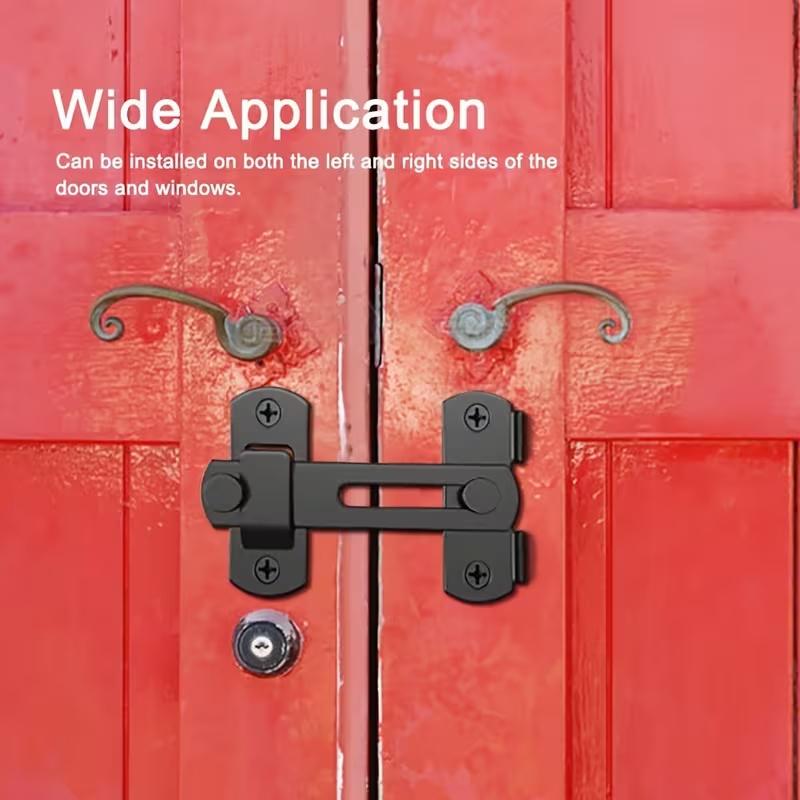 1 pièce Verrou de Porte de Grange en Acier Inoxydable - Loquet Coulissant à Bascule 180° avec 2 Clés, Sécurité Antivol pour Garage, Salle de Bain, Installation Facile