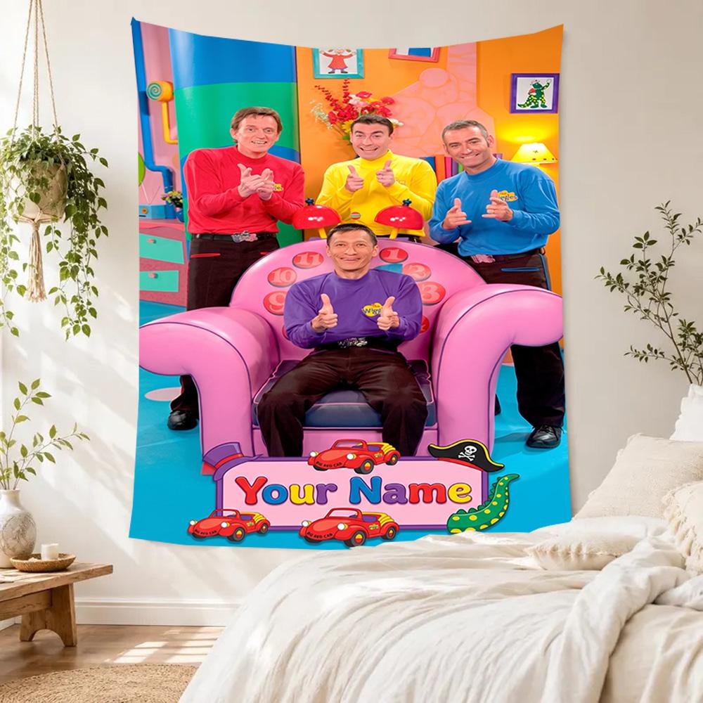 Wiggles Custom Name Tapestry Foldable Wall Tapestry Smooth Polyester Great for Meditation Room All-Season Use Housewarming Gift