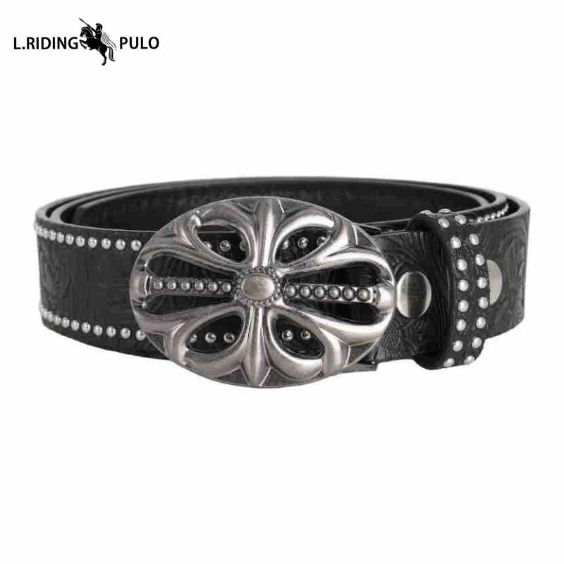 Classic Embossed Color Changing Western Cowboy Belt Buckle Belt Edge Smooth Buckle Personality Belt