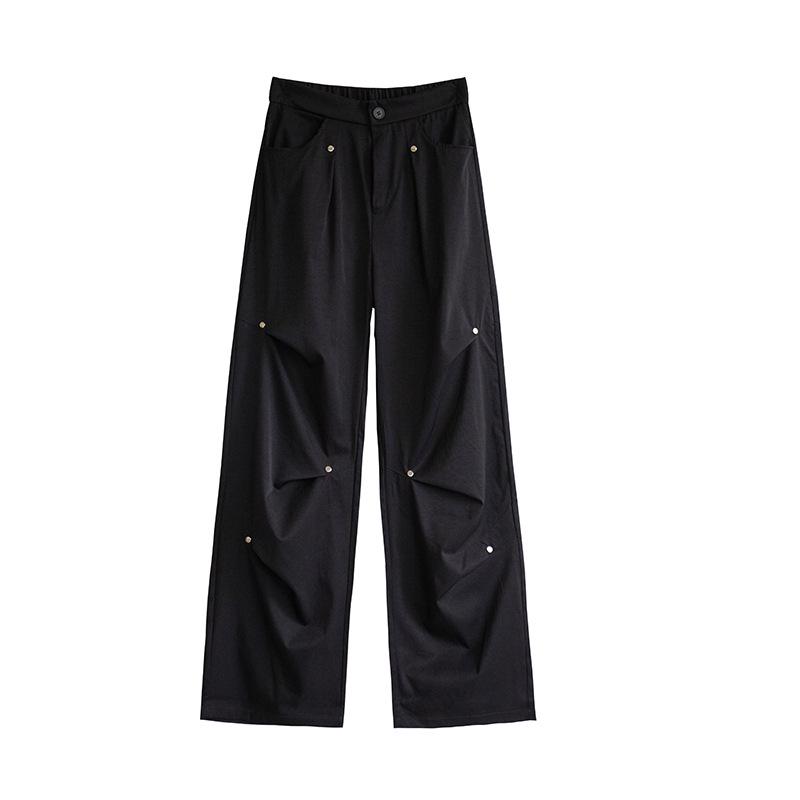 Women's Autumn/Winter 2025 Plush Rivet Design Wide-Leg Sweatpants