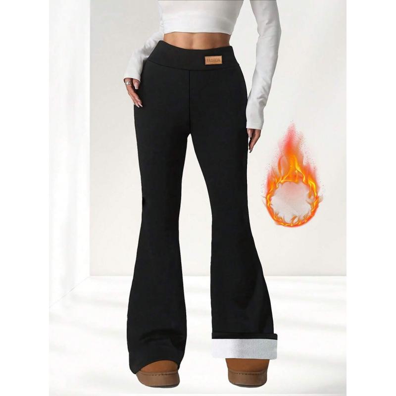 

Flared Fleece Leggings with Velvet Lining L чёрный