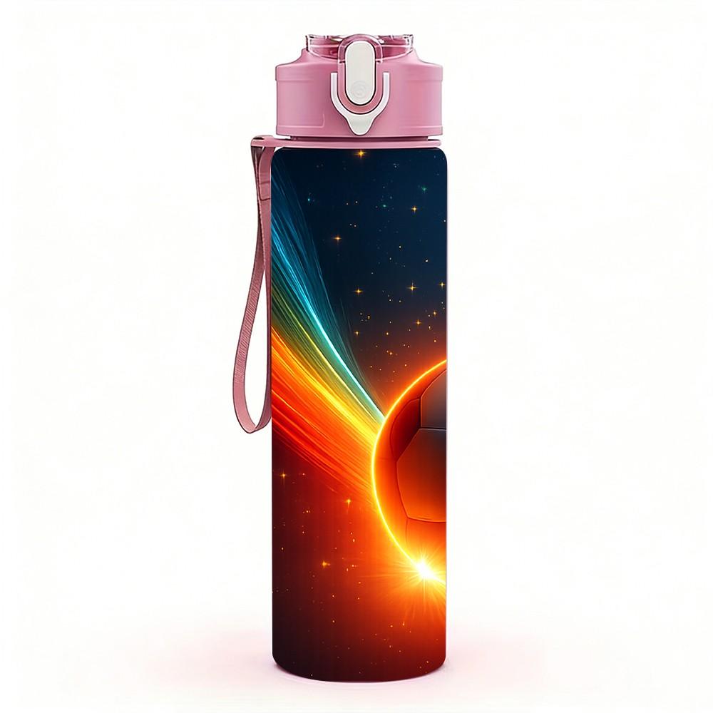 1PC Space Planet Comet Cosmic Print 750ml Color Plastic Sports Water Bottle Leakproof Flip Straw Lid Suitable for Sports Office Home Use