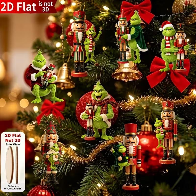Grinch 2D Hanging Ornament for Christmas Trees - Green Hair