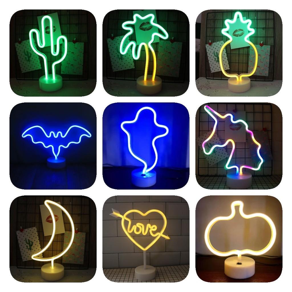 Shaped Led Cactus Neon Signs Light Holder Base Table Decoration Night Lamps