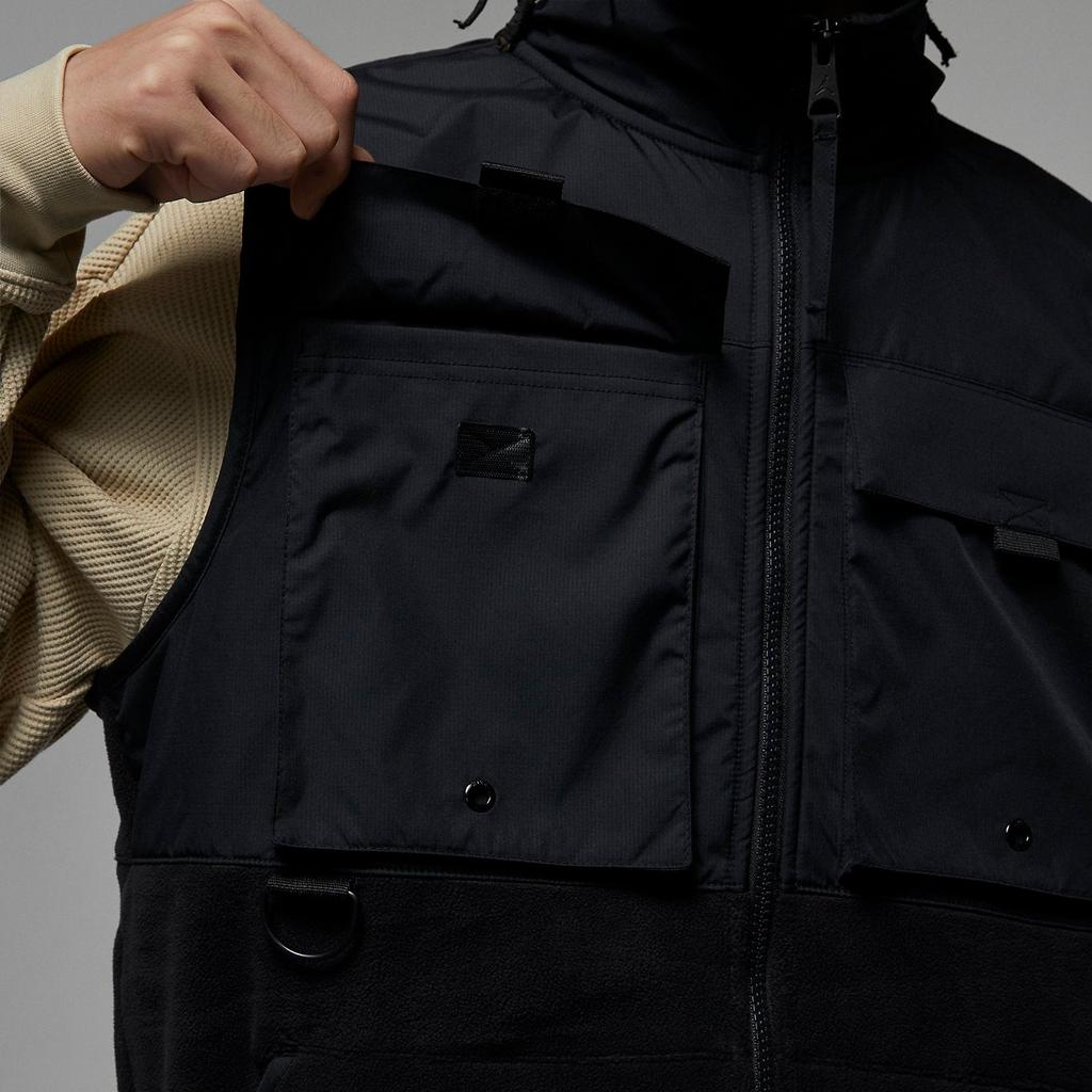 Jordan Logo Print Panel Design Stand Collar Sleeveless Vest Men Vest Black DX6598-010