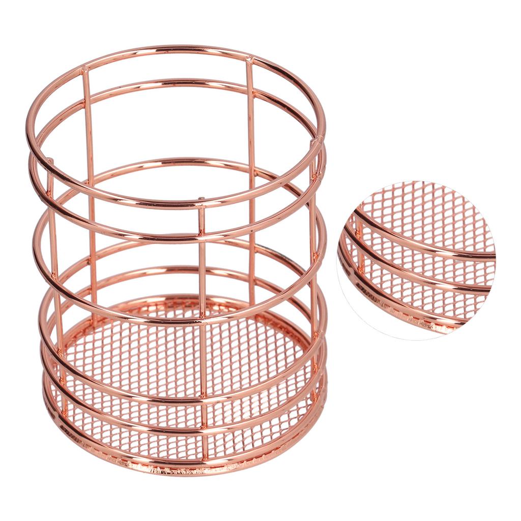 Round Hollow Chopstick Cage Multifunctional Desktop Pen Holder Organizer for Home KitchenRose Gold
