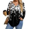 Womens Plus Size Long Sleeve Shirts  V Neck Tunic Tops Basic Loose Fit Tee Tops
