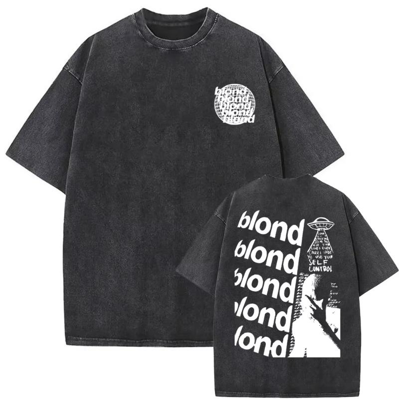 Washed Vintage Rapper Frank Oversized Tshirt Blond Graphic Tshirts Unisex Women Ocean Hip Hop T Shirt Unisexs Fashion Casual Tees