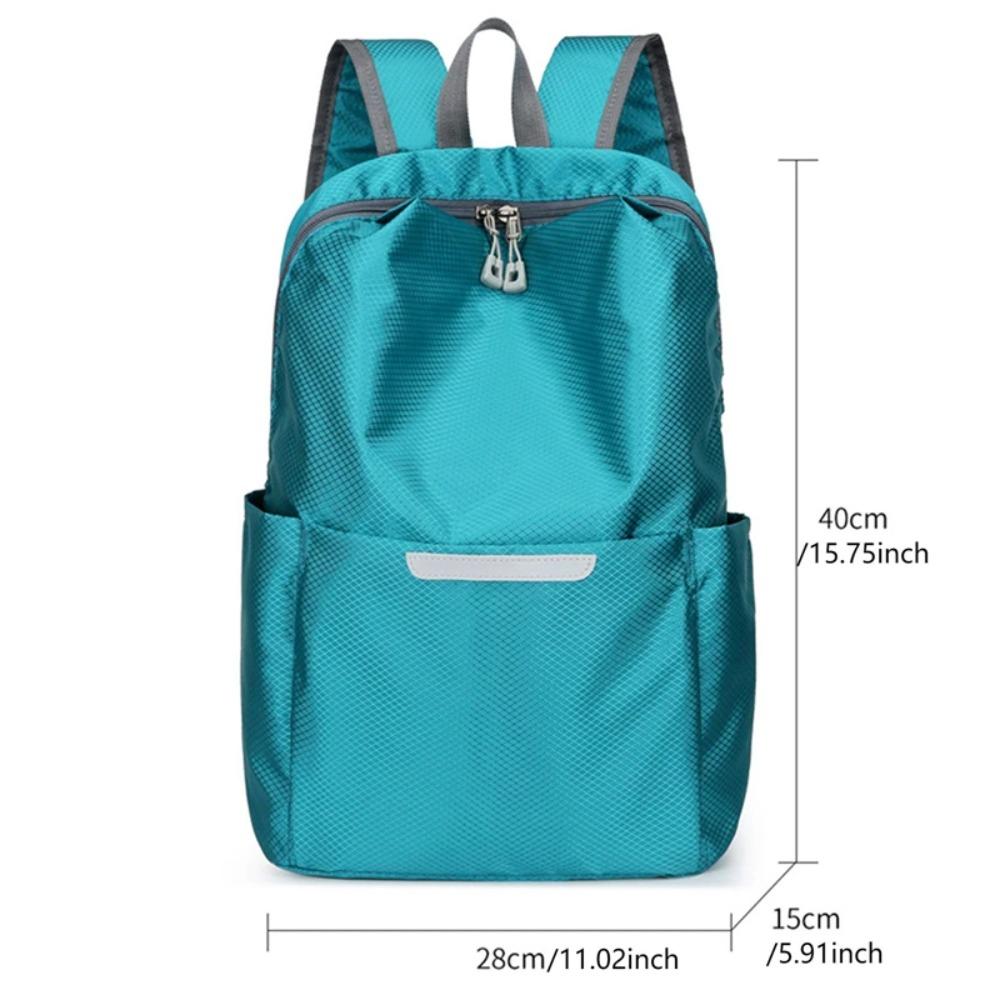 Portable Large Capacity Business Backpack Reflective Solid Color Travel Backpack Waterproof Nylon Student Schoolbag Women
