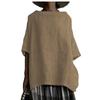 Vintage Art Style Cotton Linen T Shirt With Splicing Details For Casual Wear
