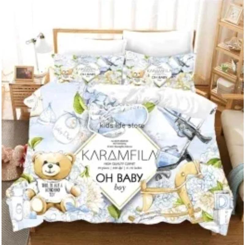 Heimtextil Teddybär Blumenmuster Bettwäscheset Einfache Tagesdecke Kissenbezug Heimtextil Kinder Erwachsene Schlafzimmer Dekoration