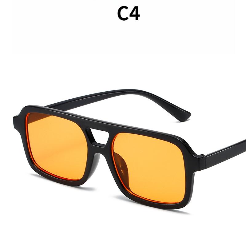 Women's sunglasses, men's and women's fashion square large-frame double-beam sunglasses