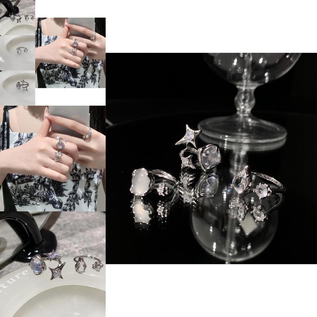 Chic Metallic Ring Featuring Star Accents And Open Adjustable Style For Women