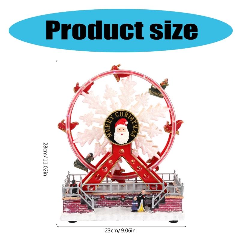 Elegant Ferris Wheel Decoration with LED Lights Rotating and Musical Tabletop Ornament Christmas Party Accessory