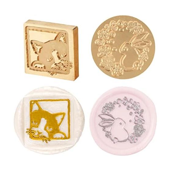 Sealing Wax Stamp Head Only Set of 2 Sealing Stamp Head Brass Wax Seal Stamp Sealing Wax Stamp Christmas Blessing Celebration Wax Seal Decoration DIY