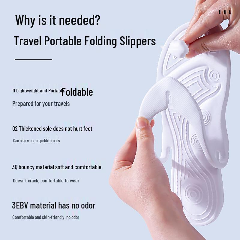 Portable Women's Non-Slip Foldable Travel Slippers for Beach or Hotel Use