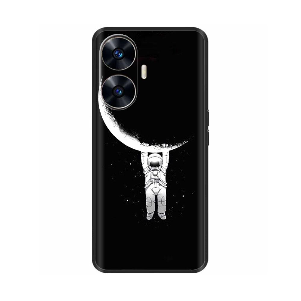 For Realme C55 Case C 55 4G Soft Silicone Back Cases For OPPO Realme C55 RealmeC55 Phone Back Cover 6.72" Black Bumper TPU Para