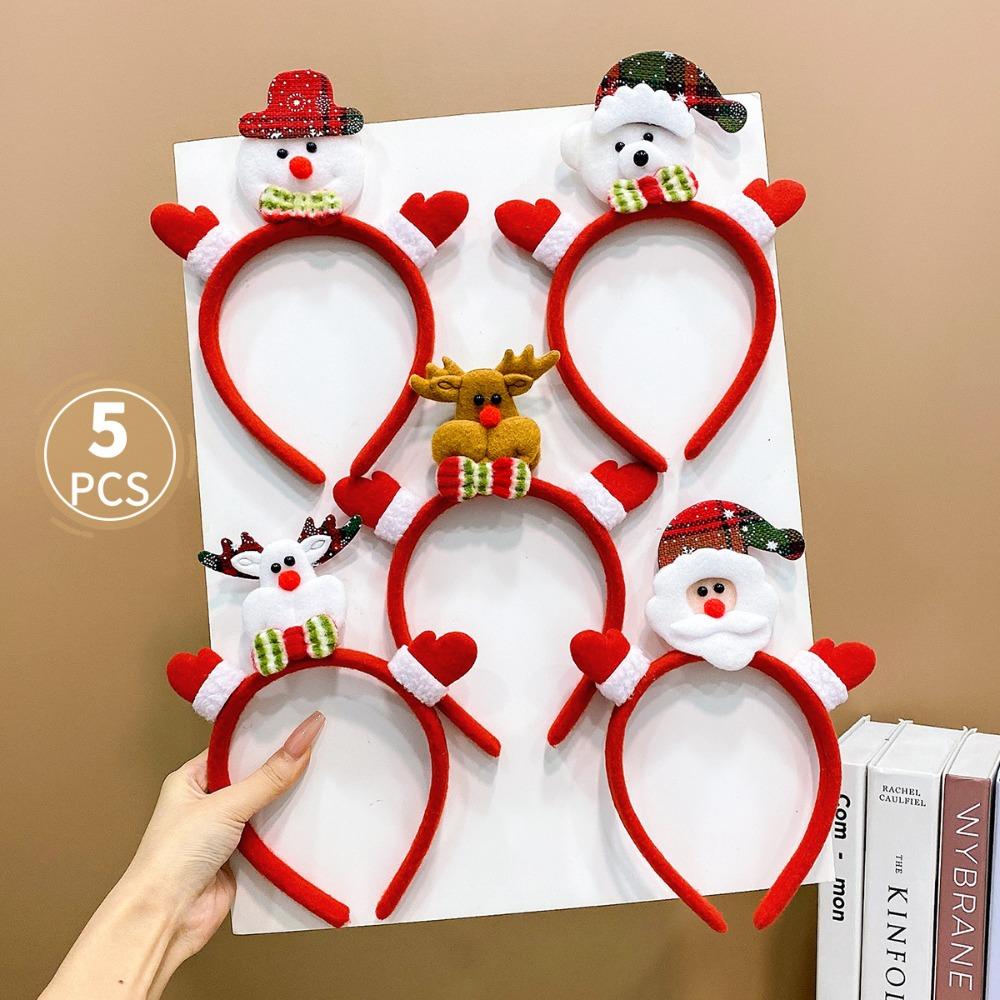 5PCS Santa's Hat Christmas Hair Hoop Snowman New Year Hairband Cute 2025 Headband  Prom Props