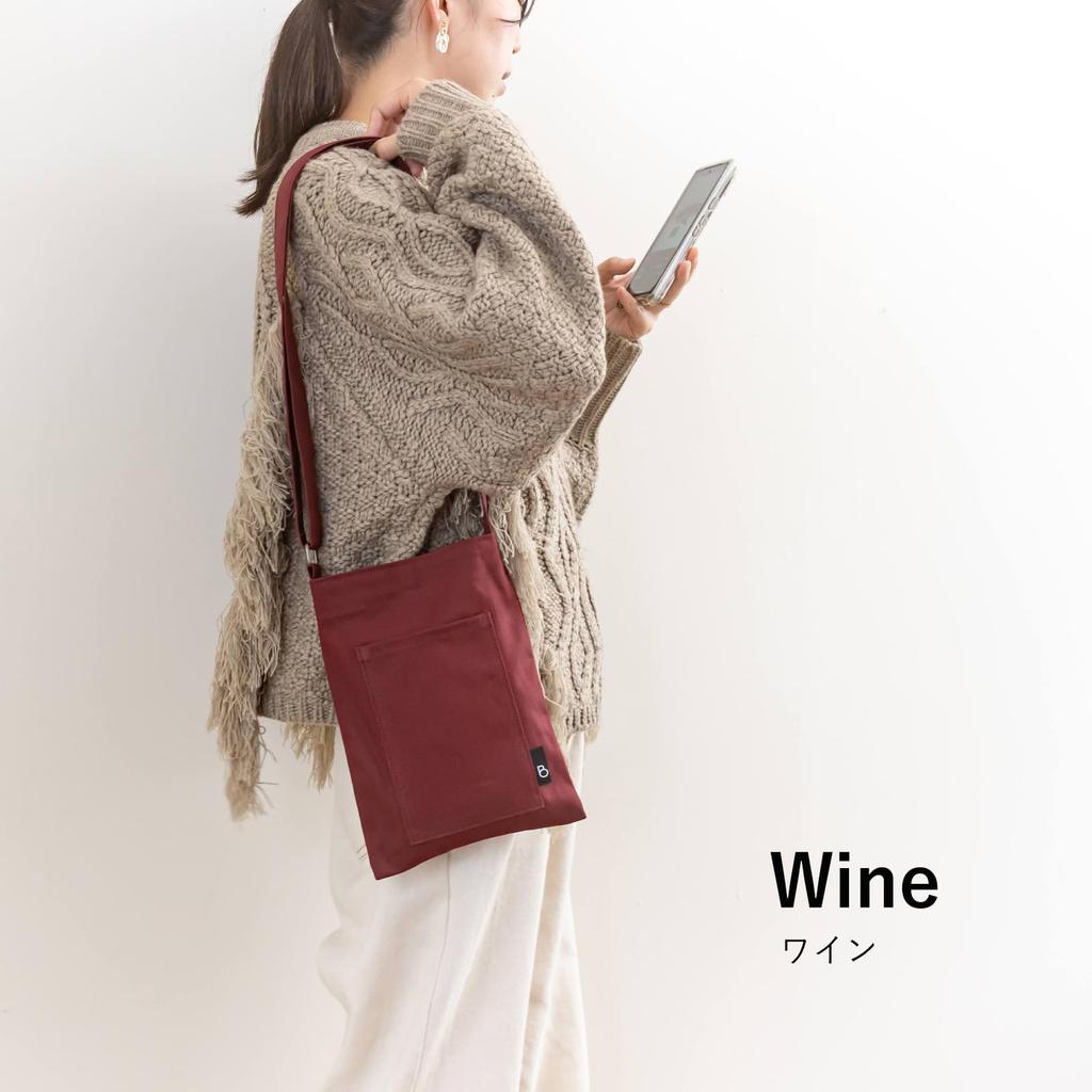 BRILLIANT COLORS Smartphone Made in Small Sacoche Pouch, Women's, Shoulder/Crossbody, Canvas, Vertical, Japan, (Wine)