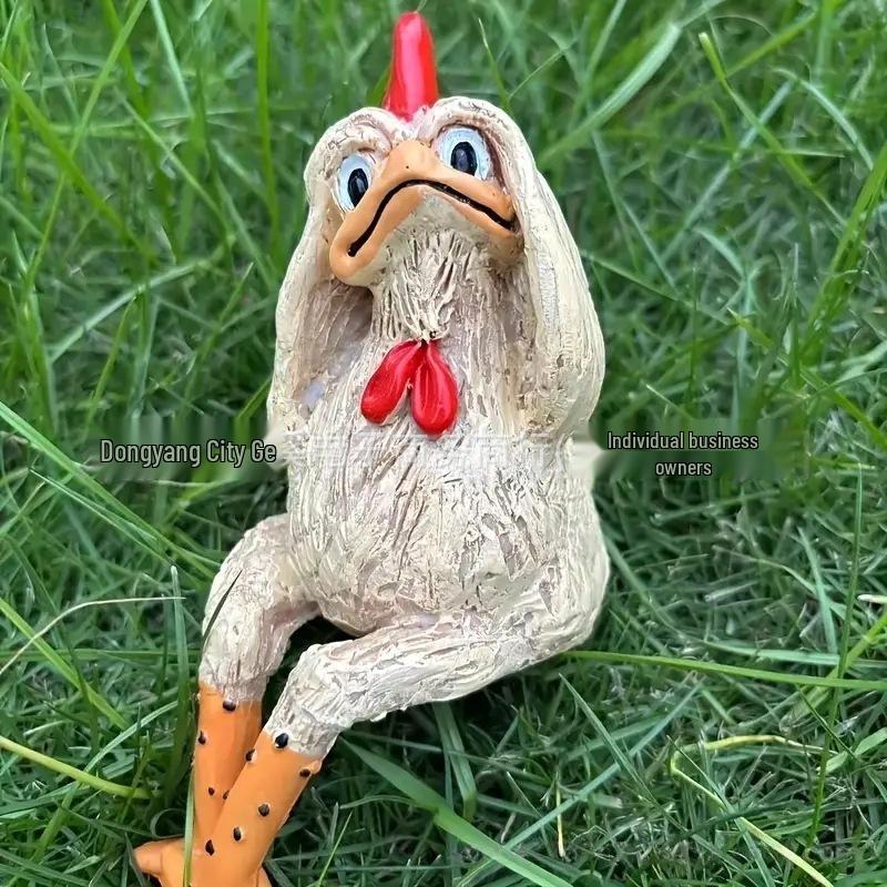 Dazed Chicken Trio Easter Statues - Resin Yard Decorations