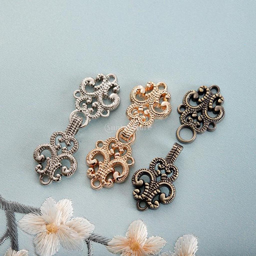 5x Cloak Clasp Fasteners Decorative Traditional Clasp Closure Buttons Swirl Flower Clip for Outfit Dress Costumes Hanfu Jacket