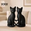 Love Heart Cat Decoration 3D Printed Couple Figurine, Minimalist Heart-Shaped Sculpture, Figurines Romantic Ornaments for Home Office Durable