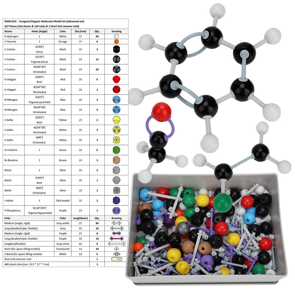 

Molecular Model Organic /inorganic Structure Kits Suitable for High School College Students Teachers Diy Building Toys 267pcs