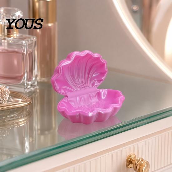 Shell Jewelry Organizer 3D Printed Pearl Box with Dust-Proof Flip-Top Cover Durable Anti-Fall Design Compact for Rings Earrings Necklaces