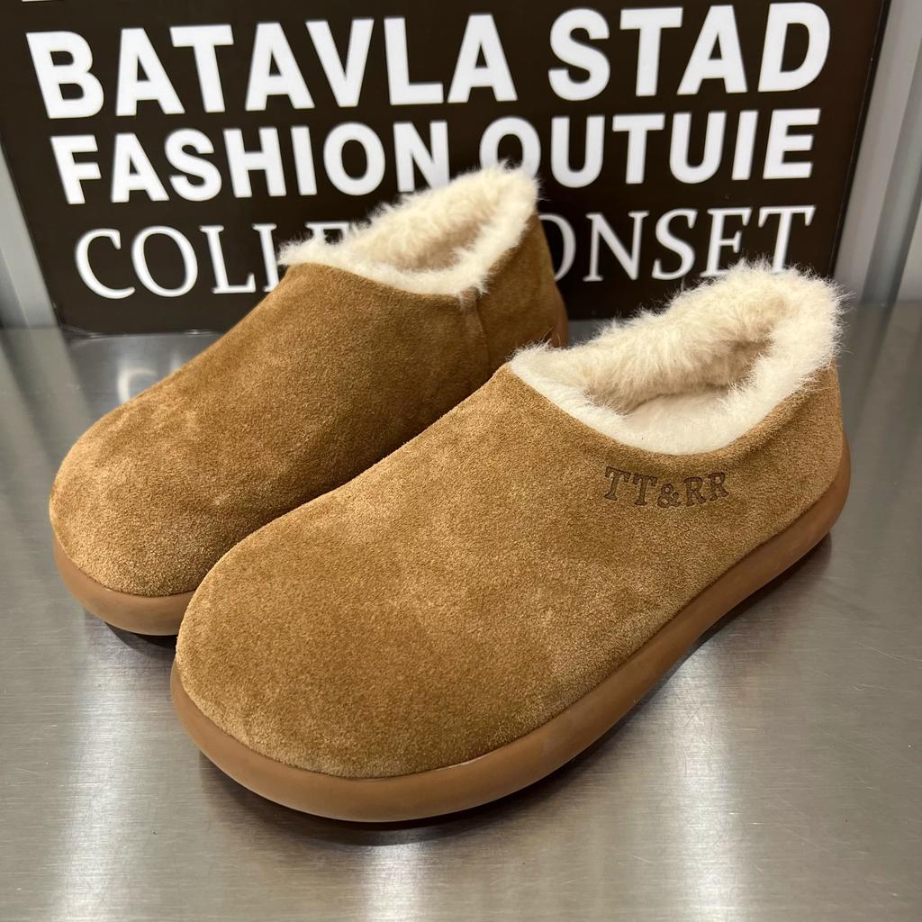 Bottes de Neige Cheville Plates en Fourrure Femmes Daim Chaud Peluche Talons Bas Chaussures en Coton Tendance 2024 Hiver Confortable Décontracté Antidérapant Fad Botas Mujer