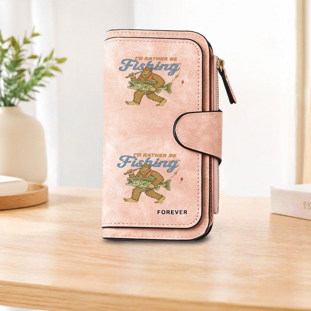 Bigfoot Fishing Long Zipper Wallet, Large Capacity Card Holder, Unisex Clutch Bag, Fashionable Zipper Coin Purse, Suitable for Daily Use, A Great