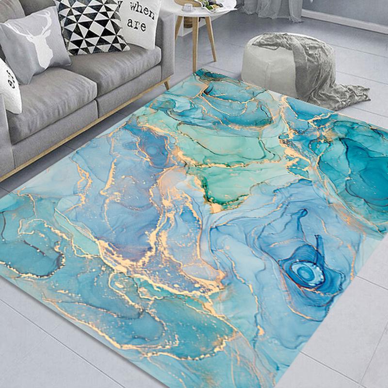 Nordic Colored Marble Carpet for Home Living Room Decorative Floor Mats Porch Door Mat Anti-slip Print Mats Bedroom Non-slip Mat