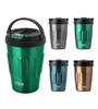 TYESO Tumbler with and Perfect for Convenience Store Stainless Vacuum 400ml Perfect for Cafe Direct Green Lid, Insulated, Handle, Coffee, Steel,