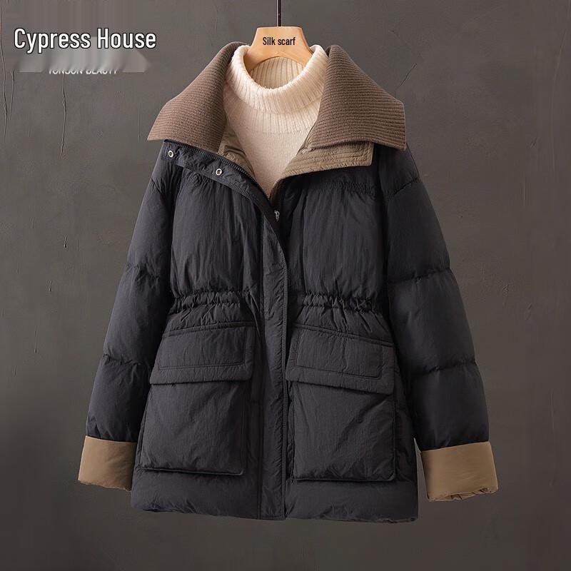 

Women s 90% Down Spliced Mid-Length Lapel Jacket M