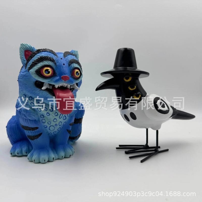 Figuras de Caçadores de Demônios Tigre Kpop de 15cm Escultura Fofa de Tigre Anime em Resina com Pássaro Decoração Ornamentada para Casa Jardim Pátio