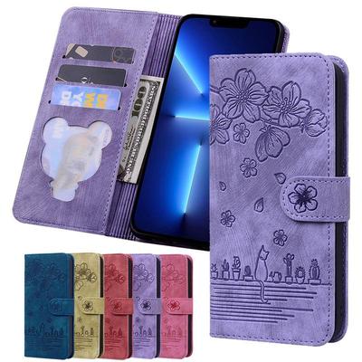 Kompatible iPhone 16 Leder Klapphülle mit Prägung, Apple 14Pro & 15 Hülle, Brieftasche, Kartenhalter, Schutzhülle.