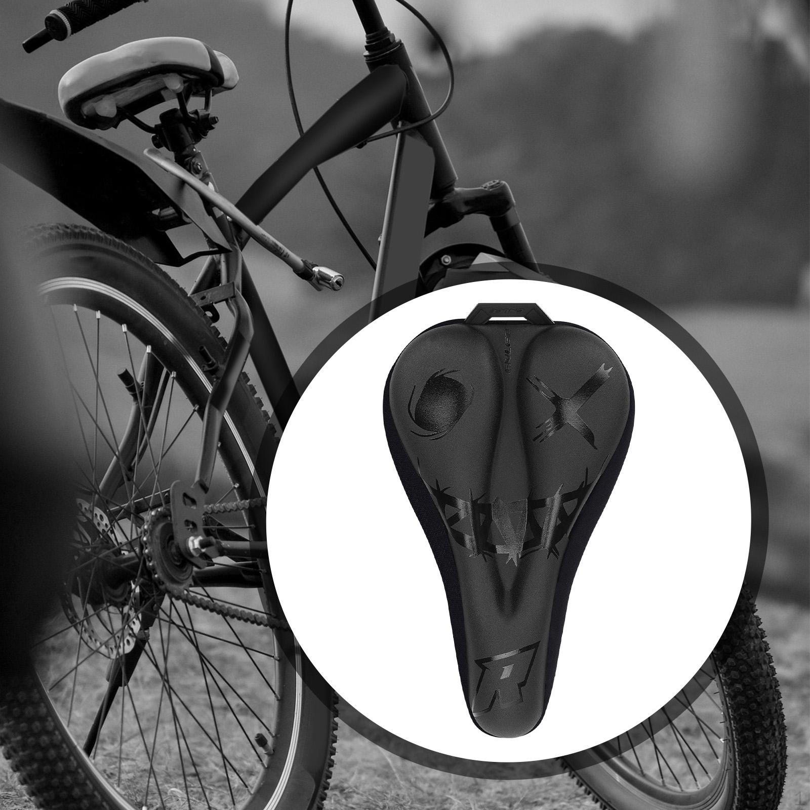 Bike Seat Cover Saddle AntiSlip 11.42x7.28inch Shock Absorbing Padding Exercise Pad black