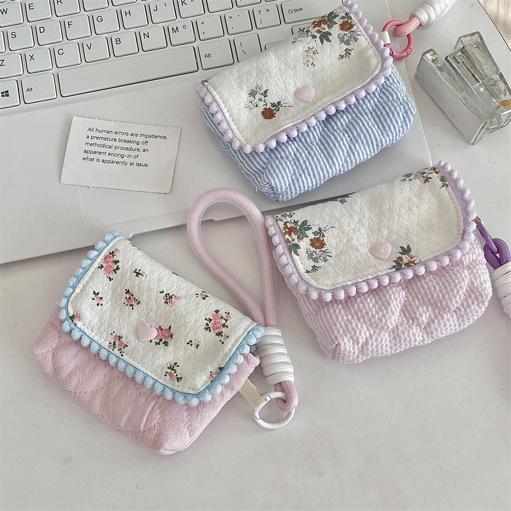 1 Pc Cute Student Coin Purse Card Bag Floral Korean Fashion Wallet Card Holder for Girls Portable Cute Small Storage Bag